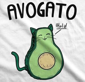 NWT Crazy Dog T Shirt Avogato Size Large Cat Avocado White